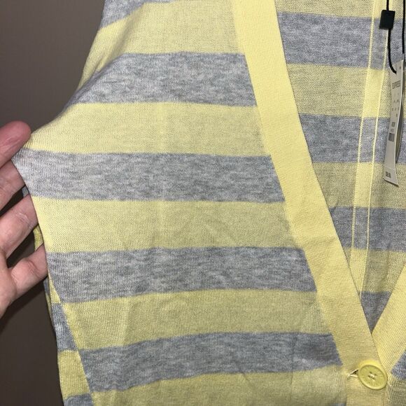 NWT Express Women's Yellow and Gray Striped V Neck Cardigan M Y2K Indie Urban - Picture 4 of 10